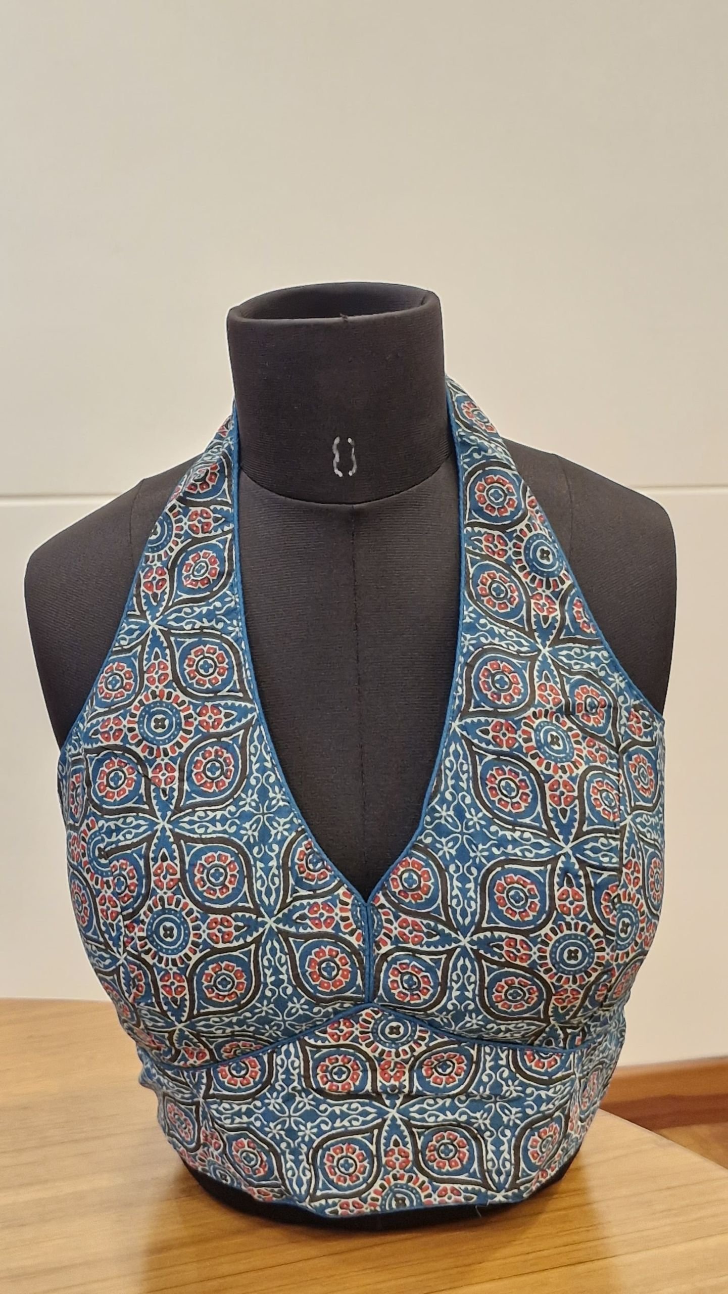 Indigo Mosaic Halter Blouse
