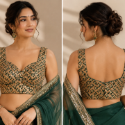 Emerald Gold Embroidered Blouse