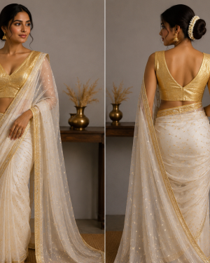 Golden Grace Brocade Blouse