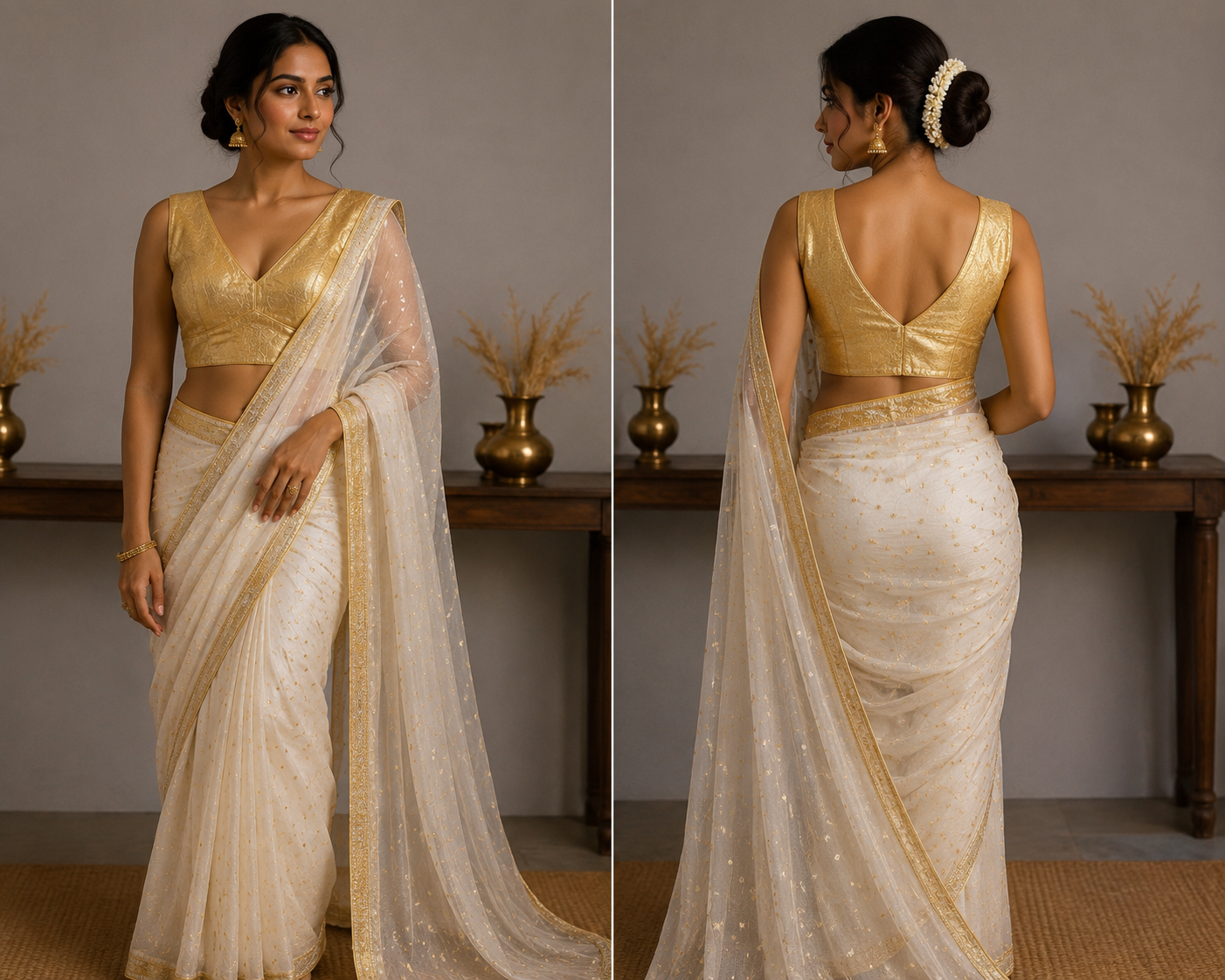 Golden Grace Brocade Blouse