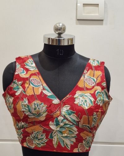 Ruby Blossom V-Neck Blouse