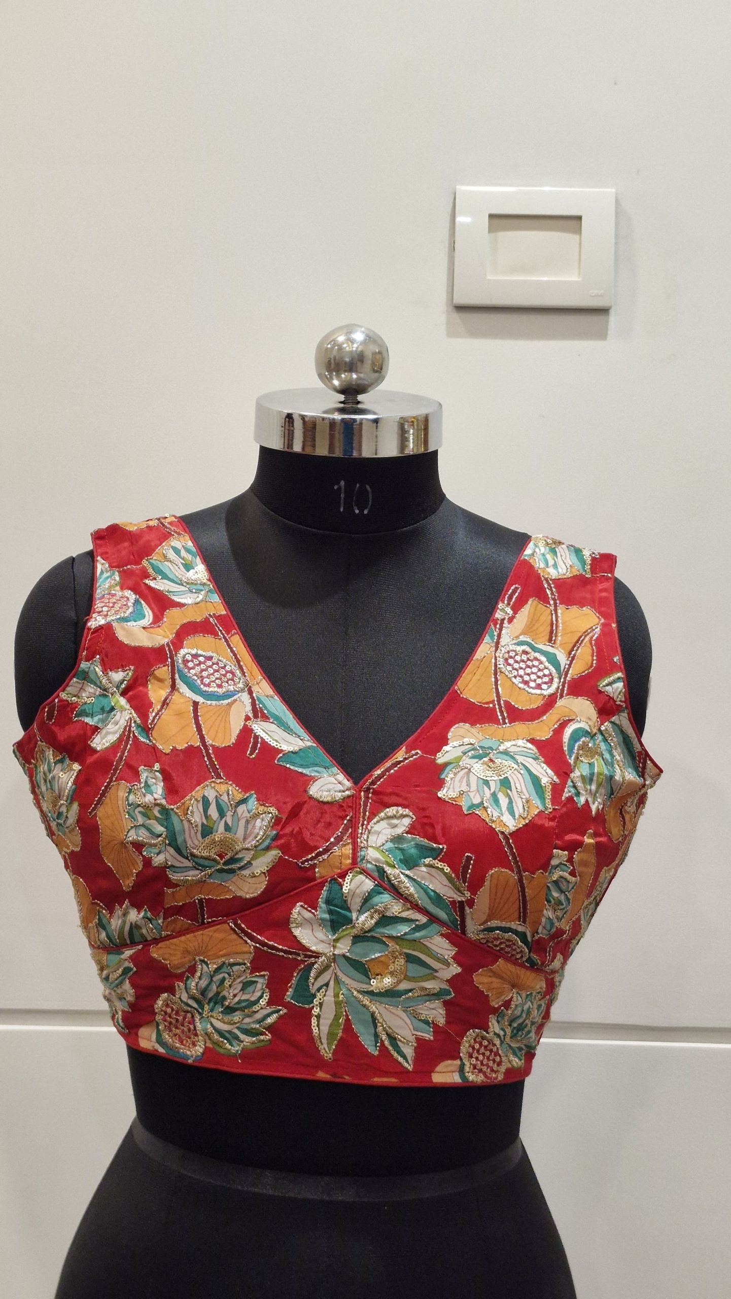 Ruby Blossom V-Neck Blouse