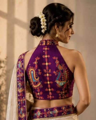 Royal Embroidered Halter Blouse