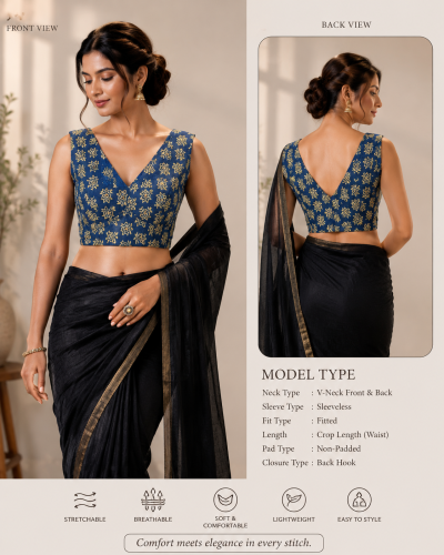 Indigo Bloom Cotton Blouse
