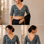Indigo Bloom Cotton Blouse