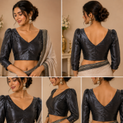 Midnight Glam Puff Sleeve Blouse