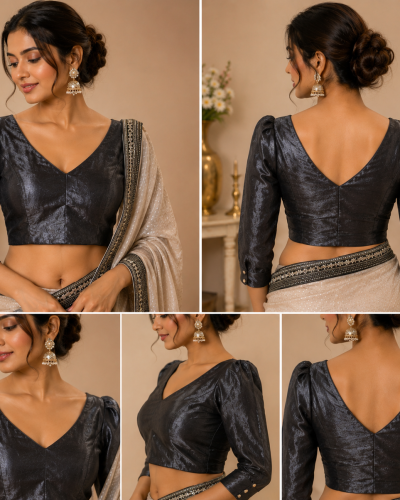 Midnight Glam Puff Sleeve Blouse