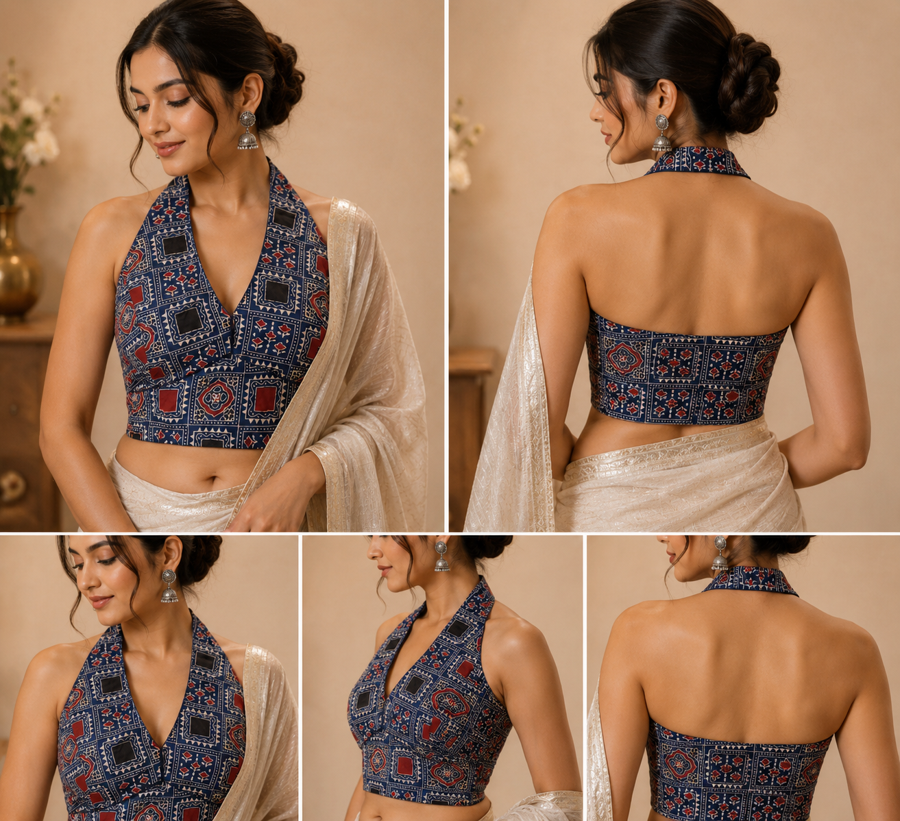 Indigo Heritage Halter Blouse