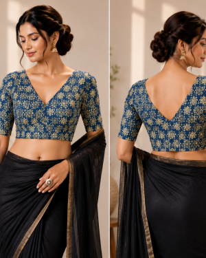 Indigo Bloom Cotton Blouse