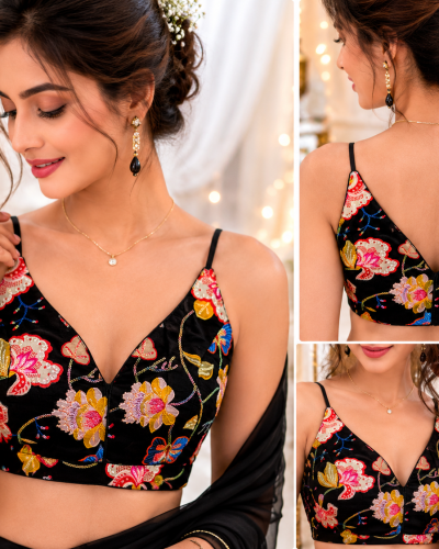 Midnight Bloom Embroidered Blouse