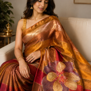 Autumn Bloom Soft Shimmer Saree
