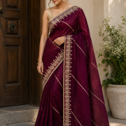 Radiant scarlet shimmer saree
