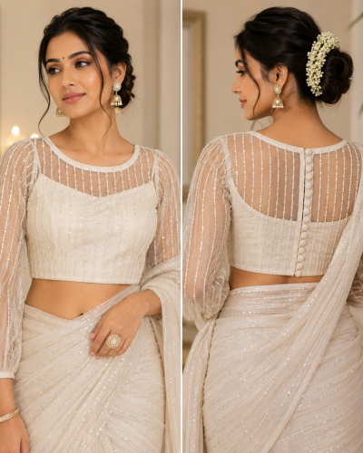 Ivory Starlight Sheer Blouse