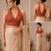 Rust Radiance Halter  Cotton Blouse