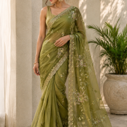 Crepe Work Saree