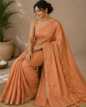 Peach Tassel Saree