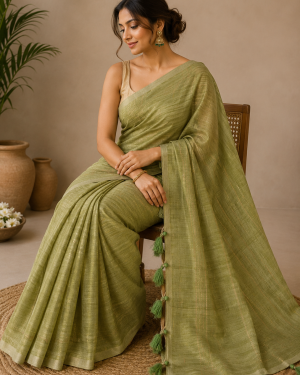 Sage Tassel Saree