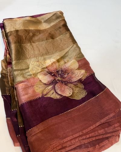 Autumn Bloom Soft Shimmer Saree