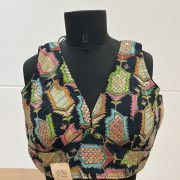 Navy Mosaic Embroidered Blouse