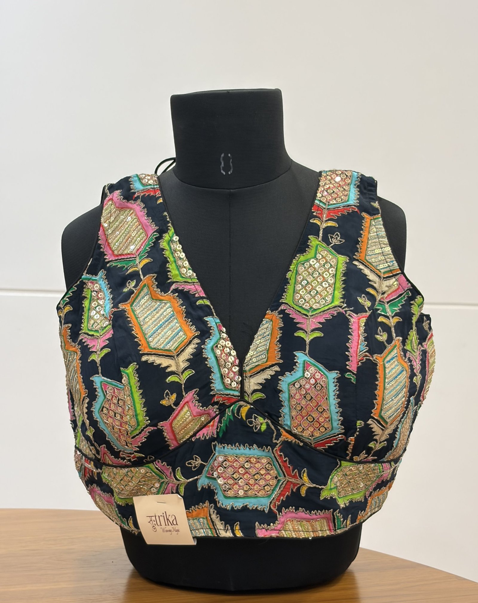 Navy Mosaic Embroidered Blouse