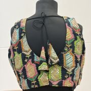 Navy Mosaic Embroidered Blouse
