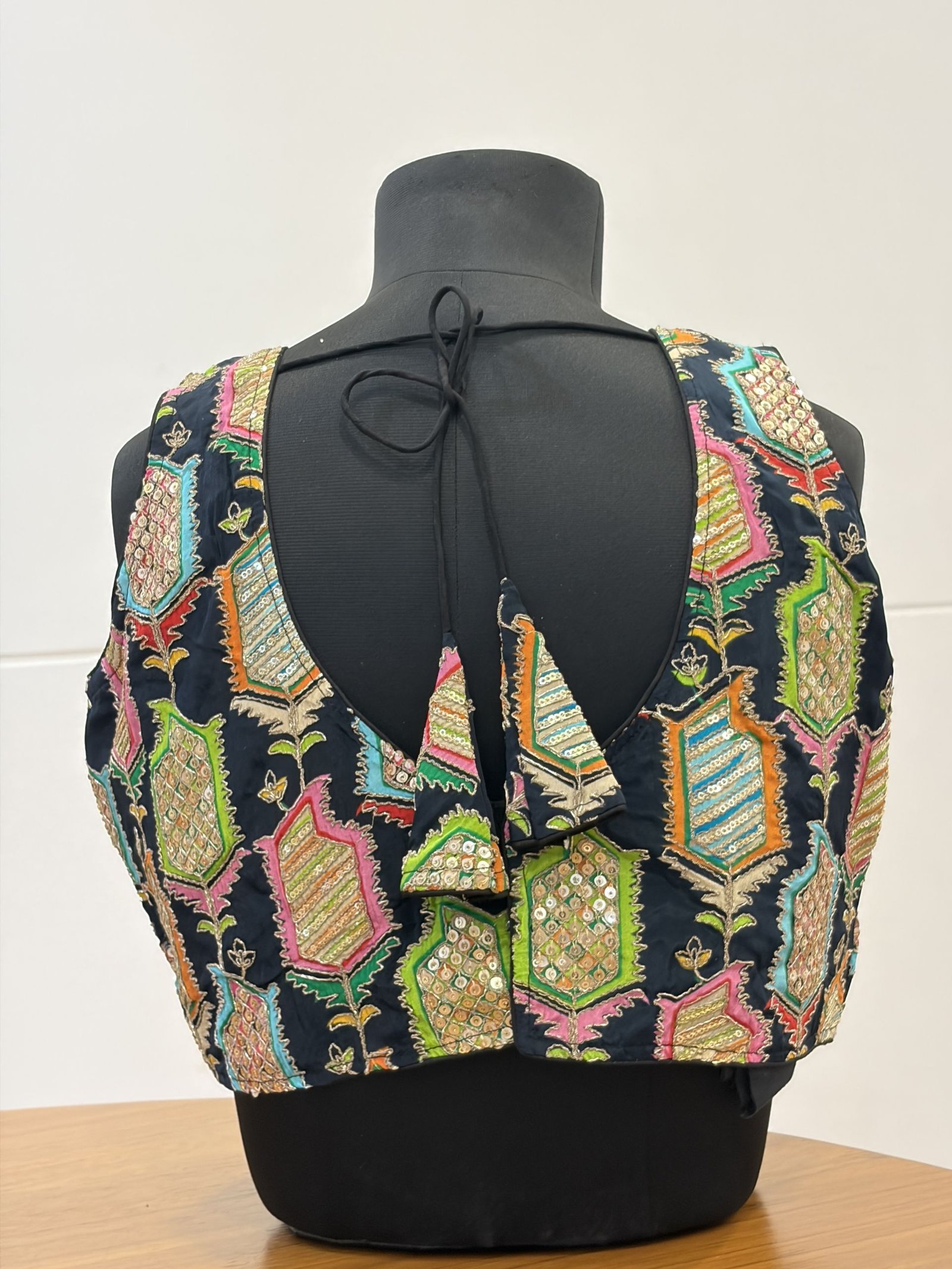 Navy Mosaic Embroidered Blouse