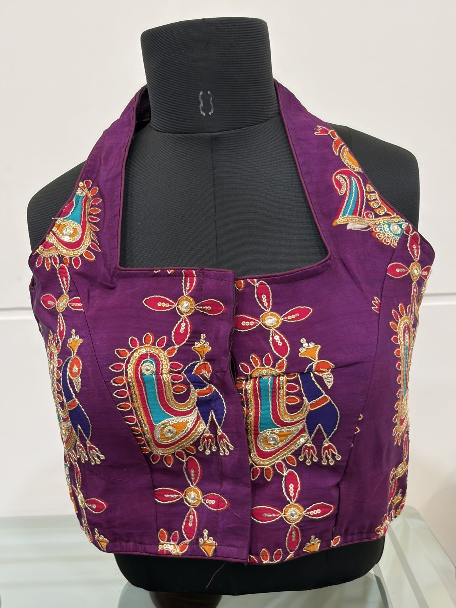 Royal Embroidered Halter Blouse