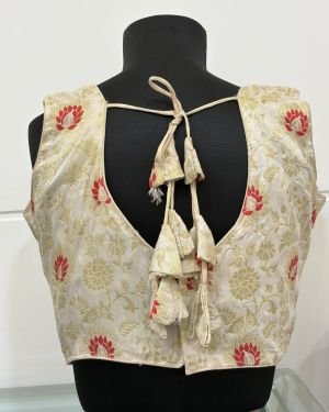 Ivory Lotus Brocade Blouse