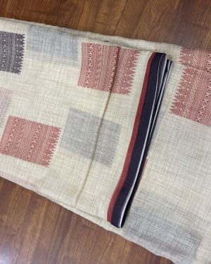 Ivory Heritage Linen Saree
