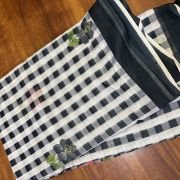 Midnight Bloom Checks Linen Saree