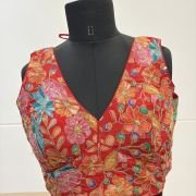 Scarlet Blossom Tie-Back Blouse