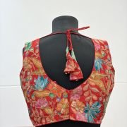 Scarlet Blossom Tie-Back Blouse