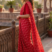 Red Space Silk Bandhani Saree
