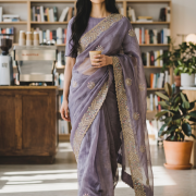 Shimmer Work Saree