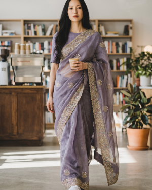 Shimmer Work Saree