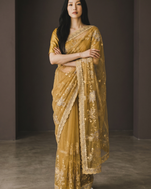 Crepe Work Saree